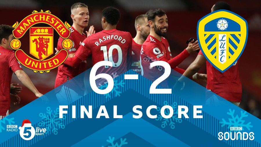FT: Man United 6-2 Leeds United, McTominay And Bruno Fernandes Bags ...