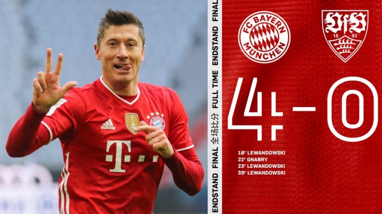  FT: Bayern Munich 4-0 Stuttgart, Lewandowski Bags HATTRICK! (Match Report And Highlight)